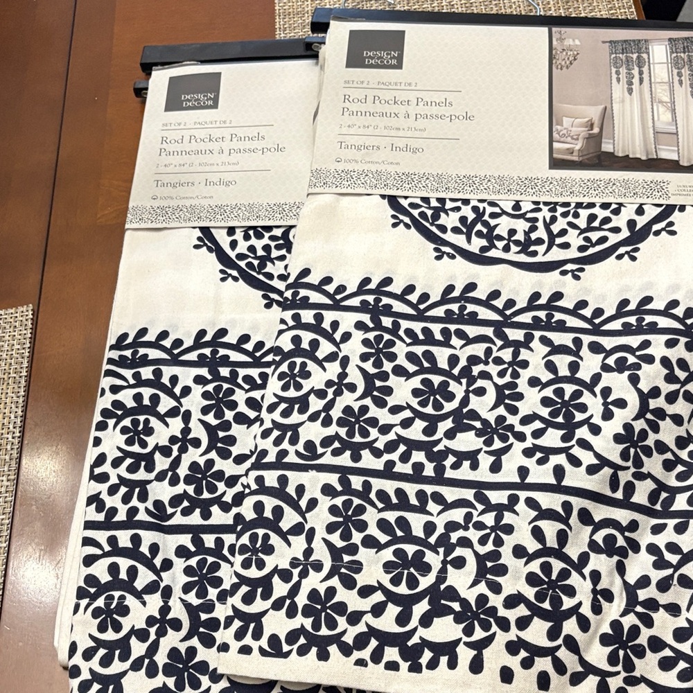 Indigo and White Rod Pocket Panels